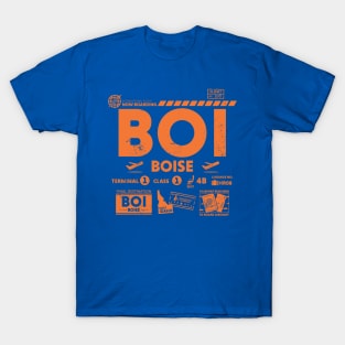 Vintage Boise BOI Airport Code Travel Day Retro Travel Tag Idaho T-Shirt